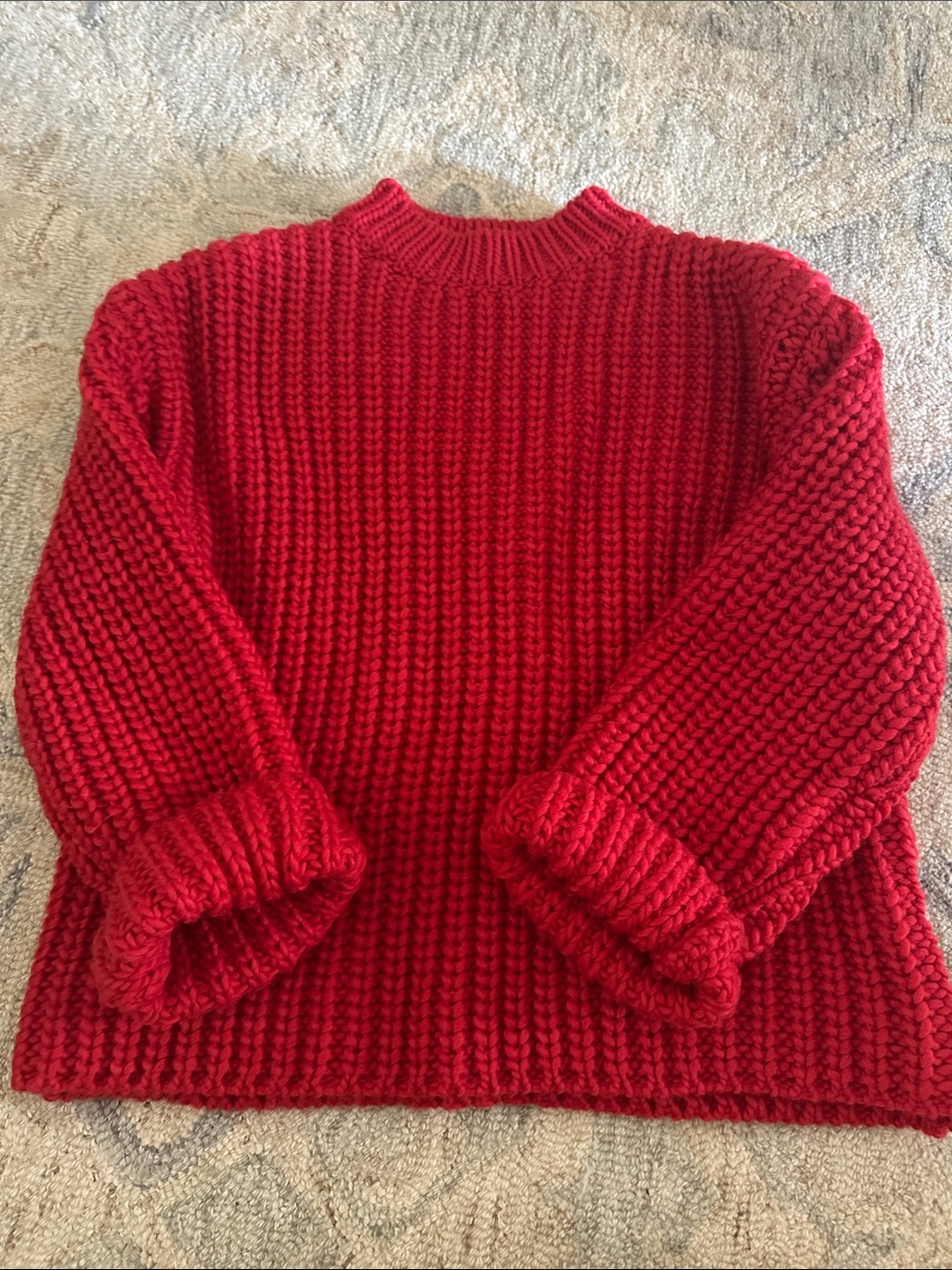 ICHI Antiquities Chunky Ribbed Knit Premium Pullover Sweater - Red OS